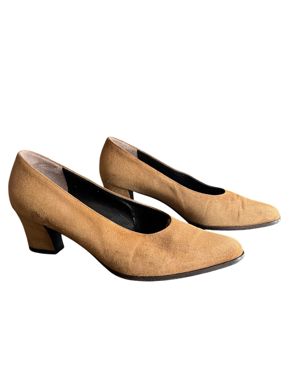 Prada Women’s Vintage Y2K Brown Suede Block Closed Toe Heels Size 37 1/2